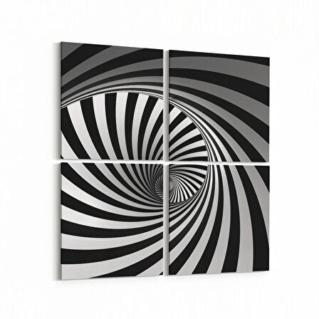 Olla 10266K4 Abstract Girdap Görsel Kare 4'lü Kanvas Tablo (Ölçü: 145X145)