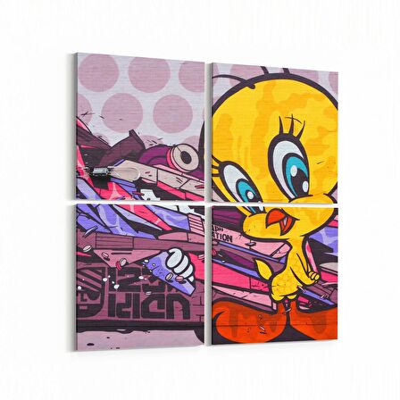 Olla 12765K4 Çocuk Odası Görseli 4'lü Kanvas Tablo (Ölçü: 65X65)