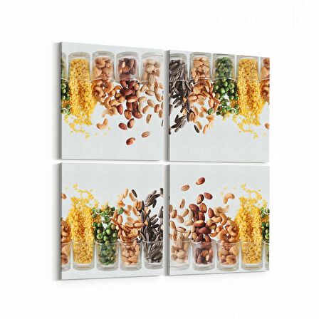 Olla 15000K4 Gıda Görseli Kare 4'lü Kanvas Tablo (Ölçü: 145X145)