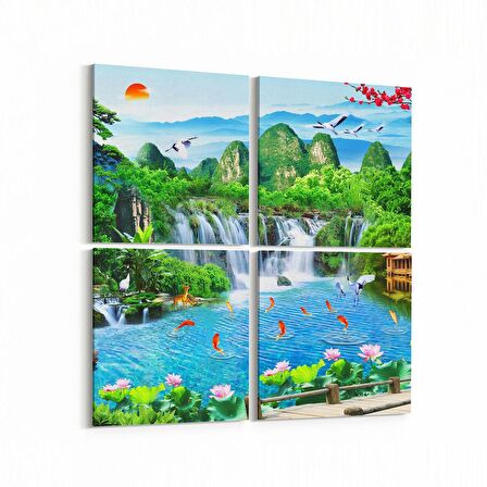 Olla 13578K4 Doğa / Manzara Görseli Kare 4'lü Kanvas Tablo (Ölçü: 65X65)