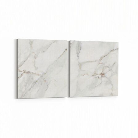 Olla 16665K2Y Mermer Desen Görsel Kare 2'li Yatay Kanvas Tablo (Ölçü: 145X70)