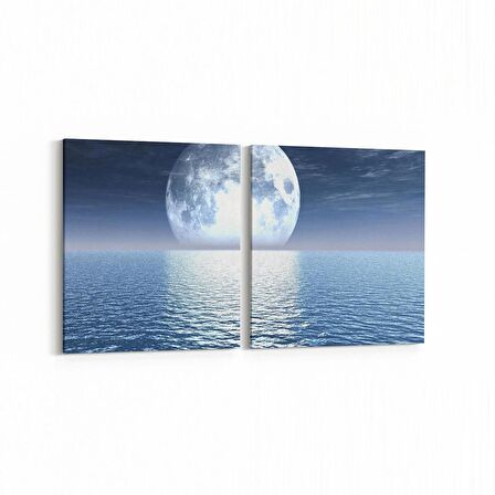 Olla 14756K2Y Gece Gökyüzü Görseli Kare 2'li Yatay Kanvas Tablo (Ölçü: 145X70)