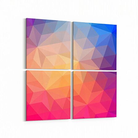 Olla 10304K4 Abstract Görsel Kare 4'lü Kanvas Tablo (Ölçü: 145X145)
