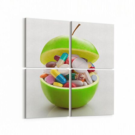 Olla 15031K4 Gıda Görseli Kare 4'lü Kanvas Tablo (Ölçü: 145X145)