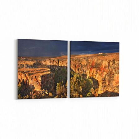 Olla 14474K2Y Doğa / Manzara Görseli Kare 2'li Yatay Kanvas Tablo (Ölçü: 65X30)