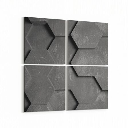 Olla 10022K4 Abstract 3 Boyut Görsel Kare 4'lü Kanvas Tablo (Ölçü: 105X105)