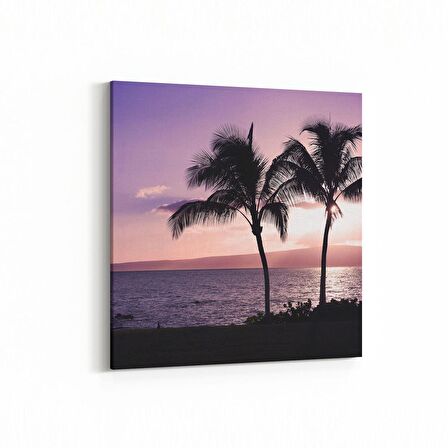 Olla 16014K Günbatımı Görseli Kare Kanvas Tablo (Ölçü: 100X100)