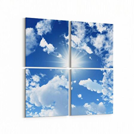 Olla 15475K4 Gökyüzü Bulut Görseli Kare 4'lü Kanvas Tablo (Ölçü: 105X105)