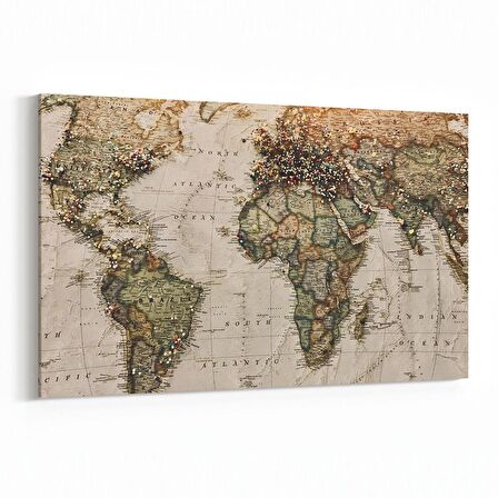 Olla 16145Y Harita Görseli Yatay Kanvas Tablo (Ölçü: 70X50)