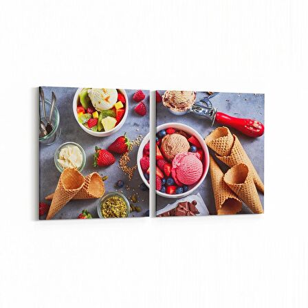 Olla 14978K2Y Gıda Görseli Kare 2'li Yatay Kanvas Tablo (Ölçü: 65X30)