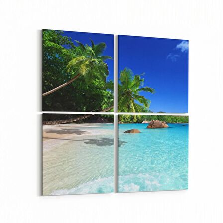 Olla 15977K4 Günbatımı Görseli Kare 4'lü Kanvas Tablo (Ölçü: 145X145)