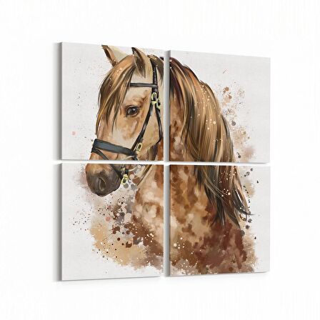 Olla 12666K4 Hayvanlar Alemi Görseli Kare 4'lü Kanvas Tablo (Ölçü: 65X65)