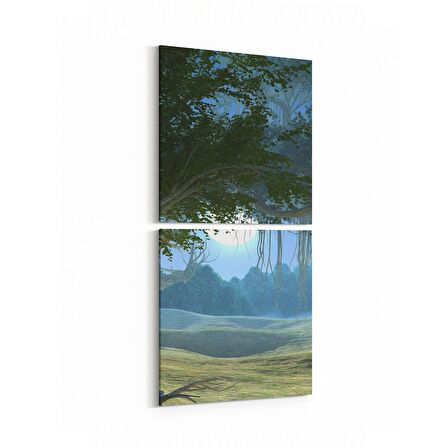 Olla 14035K2D Doğa / Manzara Görseli Kare 2'li Dikey Kanvas Tablo (Ölçü: 30X65)