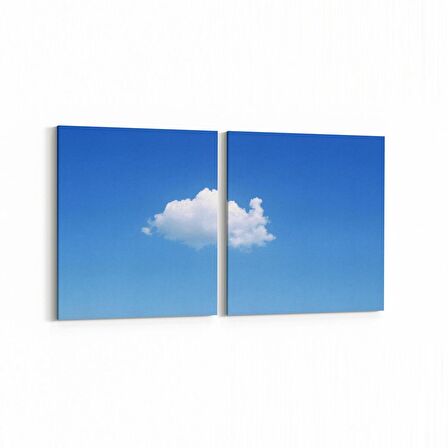 Olla 15411K2Y Gökyüzü Bulut Görseli Kare 2'li Yatay Kanvas Tablo (Ölçü: 125X60)