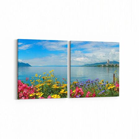 Olla 13974K2Y Doğa / Manzara Görseli Kare 2'li Yatay Kanvas Tablo (Ölçü: 125X60)