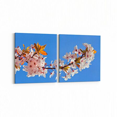 Olla 10552K2Y Ağaç Görseli Kare 2'li Yatay Kanvas Tablo (Ölçü: 125X60)