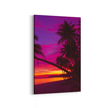 Olla 15990D Günbatımı Görseli Dikey Kanvas Tablo (Ölçü: 100X150)