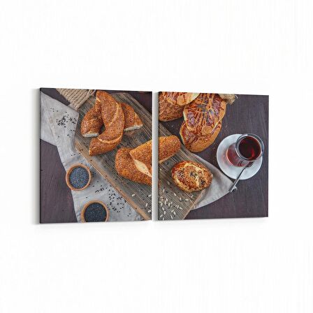 Olla 15075K2Y Gıda Görseli Kare 2'li Yatay Kanvas Tablo (Ölçü: 85X40)