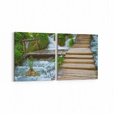 Olla 14543K2Y Doğa / Manzara Görseli Kare 2'li Yatay Kanvas Tablo (Ölçü: 125X60)