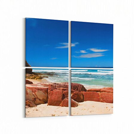 Olla 16357K4 Kumsal / Sahil Görseli Kare 4'lü Kanvas Tablo (Ölçü: 145X145)