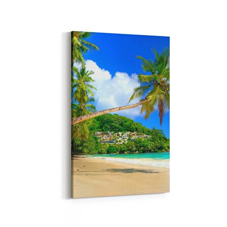 Olla 16613D Kumsal / Sahil Görseli Dikey Kanvas Tablo (Ölçü: 60X90)