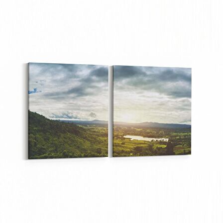 Olla 14402K2Y Doğa / Manzara Görseli Kare 2'li Yatay Kanvas Tablo (Ölçü: 65X30)