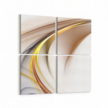 Olla 10110K4 Abstract Görsel Kare 4'lü Kanvas Tablo (Ölçü: 145X145)