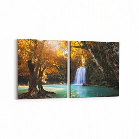 Olla 13603K2Y Doğa / Manzara Görseli Kare 2'li Yatay Kanvas Tablo (Ölçü: 105X50)