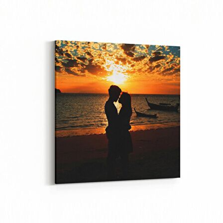 Olla 15948K Günbatımı Görseli Kare Kanvas Tablo (Ölçü: 100X100)