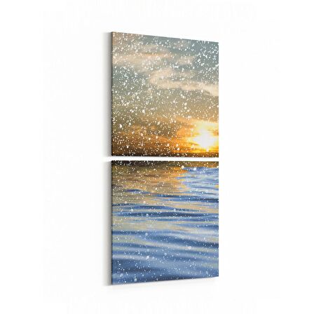 Olla 15985K2D Günbatımı Görseli Kare 2'li Dikey Kanvas Tablo (Ölçü: 30X65)