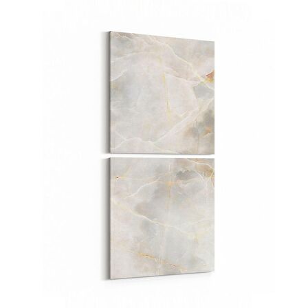 Olla 16663K2D Mermer Desen Görsel Kare 2'li Dikey Kanvas Tablo (Ölçü: 30X65)