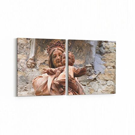 Olla 16251K2Y Heykel / Sanat Görseli Kare 2'li Yatay Kanvas Tablo (Ölçü: 125X60)
