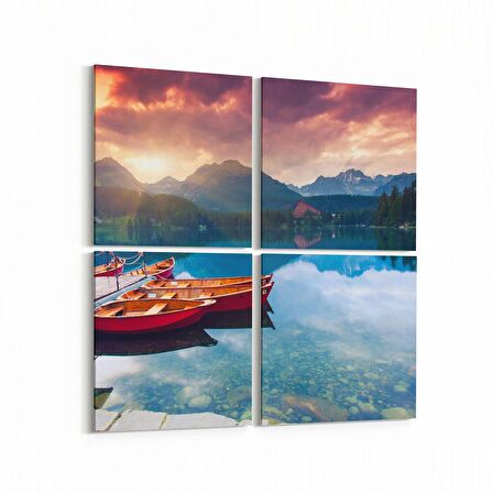 Olla 13423K4 Doğa / Manzara Görseli Kare 4'lü Kanvas Tablo (Ölçü: 125X125)
