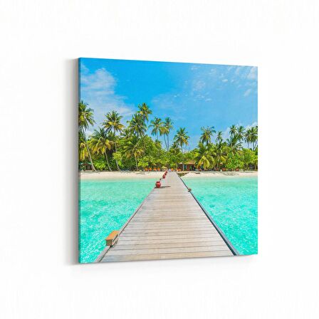 Olla 16510K Kumsal / Sahil Görseli Kare Kanvas Tablo (Ölçü: 60X60)