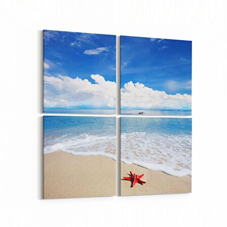 Olla 16639K4 Kumsal / Sahil Görseli Kare 4'lü Kanvas Tablo (Ölçü: 65X65)