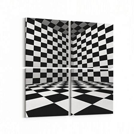 Olla 10233K4 Abstract Girdap Görsel Kare 4'lü Kanvas Tablo (Ölçü: 145X145)