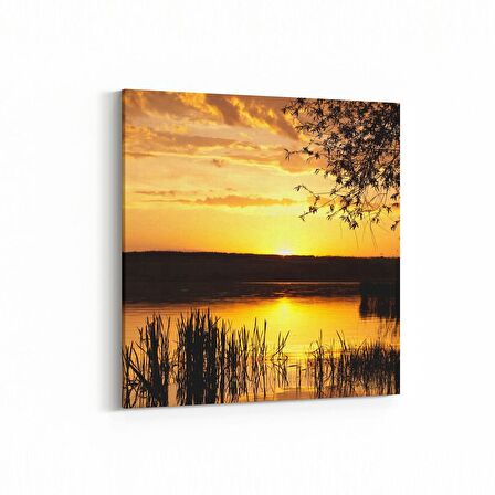 Olla 16104K Günbatımı Görseli Kare Kanvas Tablo (Ölçü: 100X100)