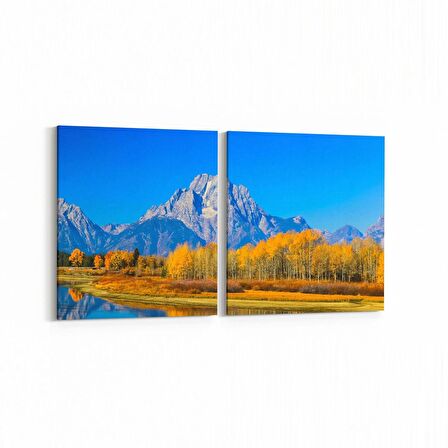 Olla 13667K2Y Doğa / Manzara Görseli Kare 2'li Yatay Kanvas Tablo (Ölçü: 125X60)