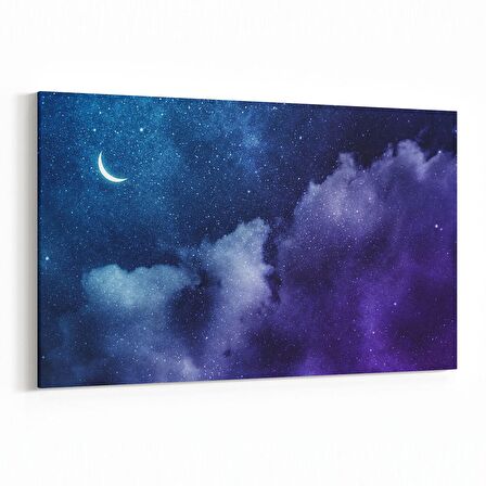 Olla 14797Y Gece Gökyüzü Görseli Yatay Kanvas Tablo (Ölçü: 90X60)
