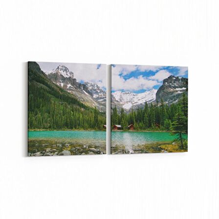 Olla 13673K2Y Doğa / Manzara Görseli Kare 2'li Yatay Kanvas Tablo (Ölçü: 125X60)