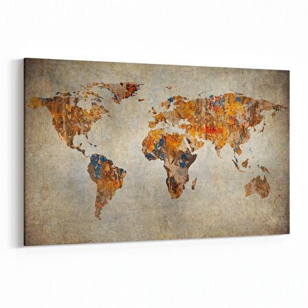 Olla 16149Y Harita Görseli Yatay Kanvas Tablo (Ölçü: 30X20)