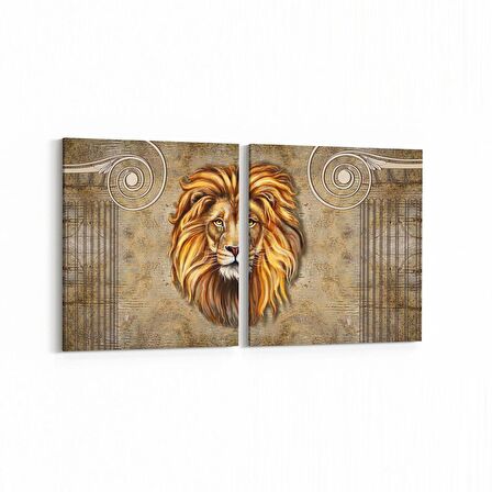 Olla 12510K2Y Hayvanlar Alemi Görseli Kare 2'li Yatay Kanvas Tablo (Ölçü: 65X30)
