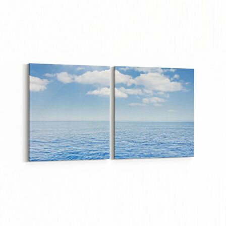 Olla 16386K2Y Kumsal / Sahil Görseli Kare 2'li Yatay Kanvas Tablo (Ölçü: 65X30)