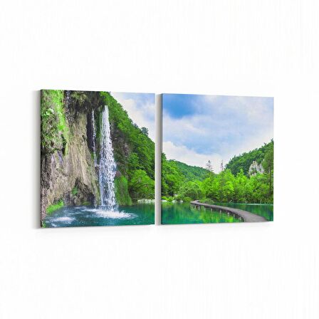 Olla 13871K2Y Doğa / Manzara Görseli Kare 2'li Yatay Kanvas Tablo (Ölçü: 65X30)