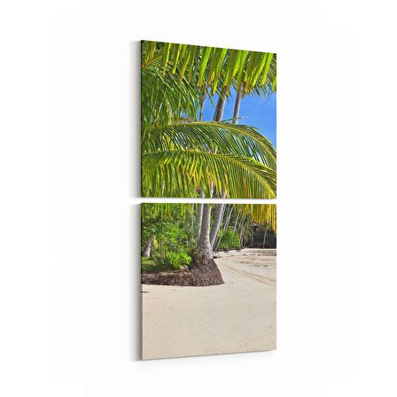 Olla 16595K2D Kumsal / Sahil Görseli Kare 2'li Dikey Kanvas Tablo (Ölçü: 30X65)