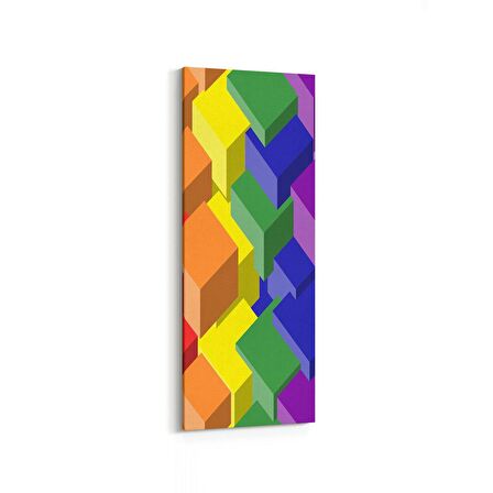 Olla 10046DI Abstract 3 Boyut Görsel Dikey İnce Kanvas Tablo (Ölçü: 40X120)