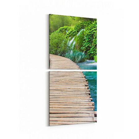 Olla 14358K2D Doğa / Manzara Görseli Kare 2'li Dikey Kanvas Tablo (Ölçü: 30X65)