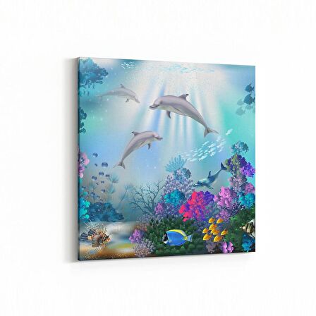 Olla 12134K Akvaryum / Balık Görseli Kare Kanvas Tablo (Ölçü: 30X30)