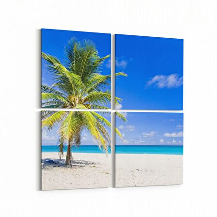 Olla 16552K4 Kumsal / Sahil Görseli Kare 4'lü Kanvas Tablo (Ölçü: 145X145)