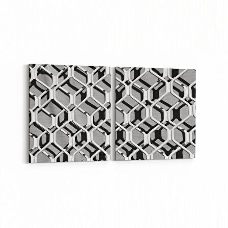 Olla 10038K2Y Abstract 3 Boyut Görsel Kare 2'li Yatay Kanvas Tablo (Ölçü: 145X70)